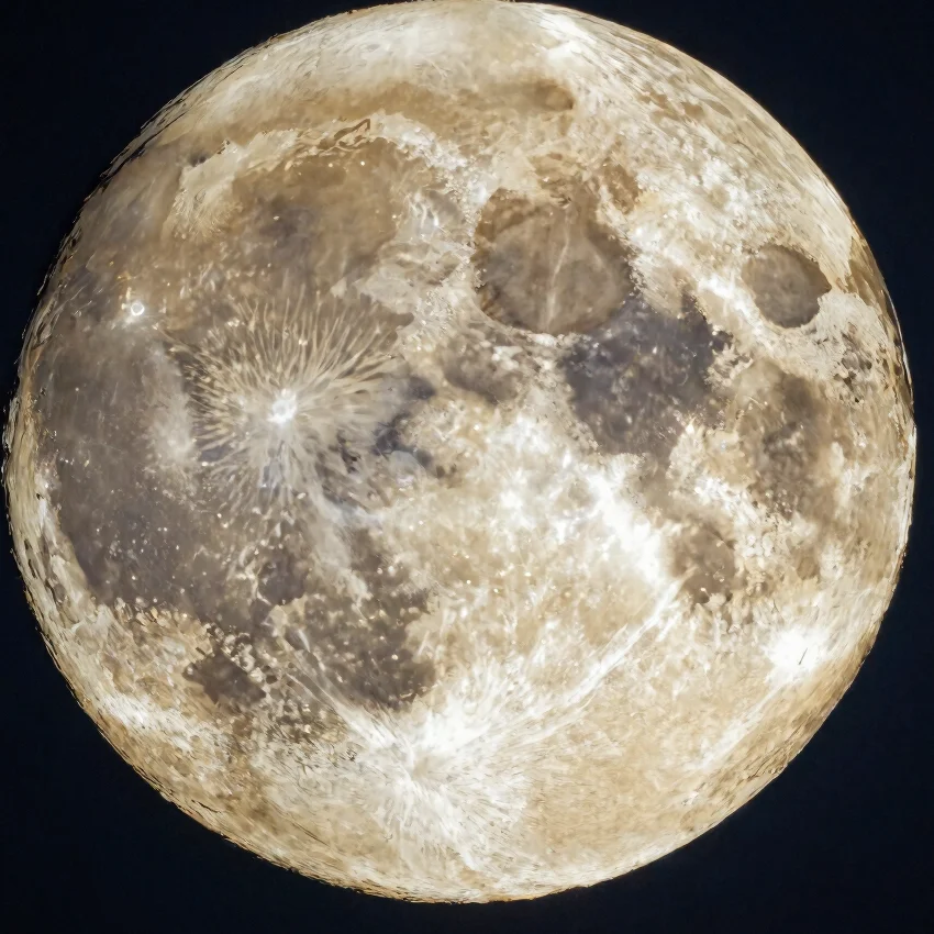 Astronomy photograph of lunar maria and craters in sharp focus, natural night-sky darkness, clear celestial detail, no t